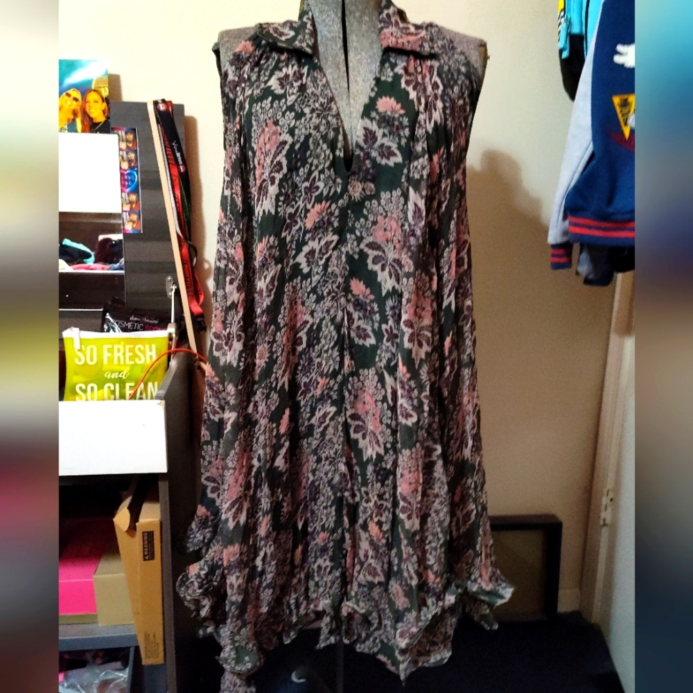 NWT Anthropologie Let Me Be V-neck Swing Mini Dress, Size XL